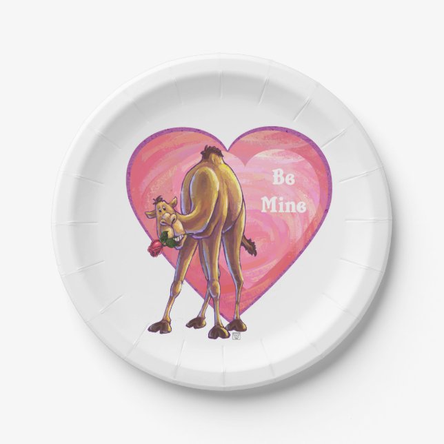 Camel Valentine's Day Paper Plates (Front)