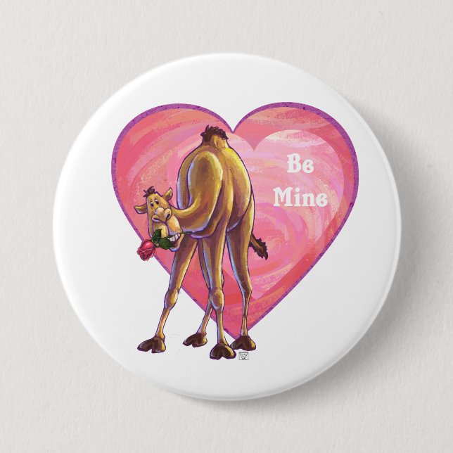 Camel Valentine's Day Pinback Button (Front)