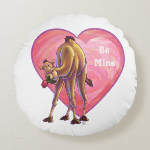 Camel Valentine's Day Round Pillow