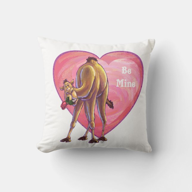 Camel Valentine's Day Throw Pillow (Front)