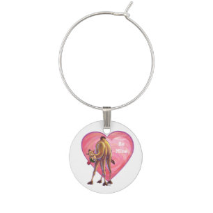 Camel Valentine's Day Wine Glass Charm