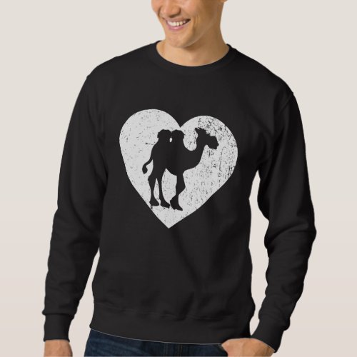Camel Vintage White Heart Animal  Valentines Day Sweatshirt