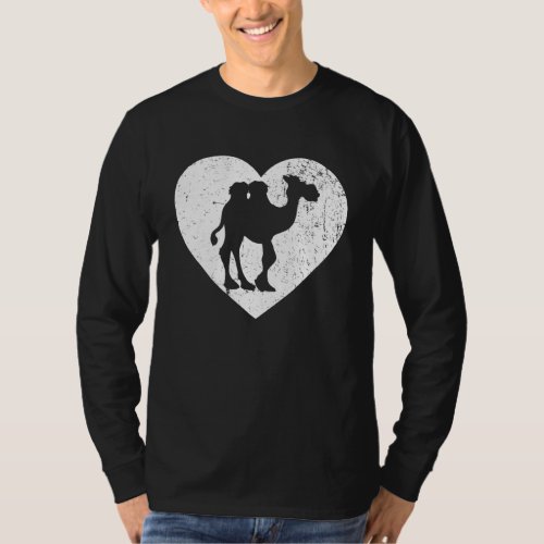 Camel Vintage White Heart Animal  Valentines Day T_Shirt