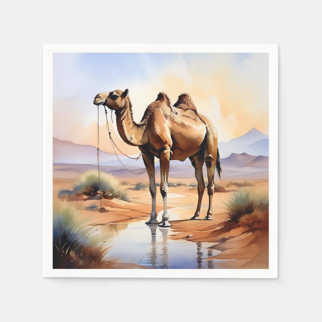 Camel Watercolor Nature Napkins (Front)