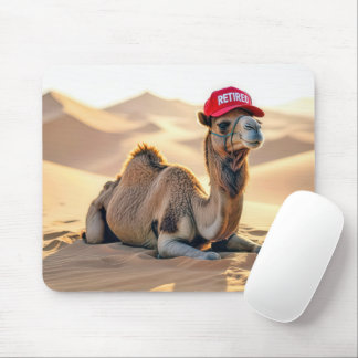 Camel Wearing a Red Retired Cap Mouse Pad