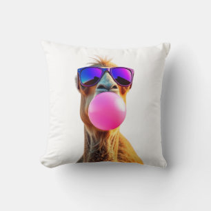 Camel Wearing Sunglasses in Desert Throw Pillow