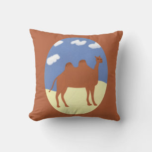 Camel Whimsical on Desert Dunes Throw Pillow