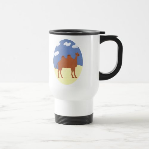 Camel Whimsical on Desert Dunes Travel Mug
