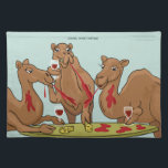 Camel Wine Tasting Placemat<br><div class="desc">Three camels attend a wine tasting event which results in red wine being distributed generously by each.
A camel-filled and rather messy placemat with customisable background and caption for any occasion by Thingsesque.
Current Caption: Camel Wine Tasting
Think of a better caption? Change it!</div>