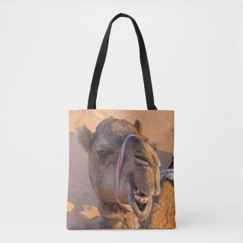 Camel with a funny facial expression _ Oman Tote Bag
