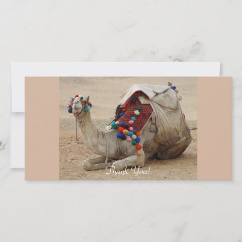 Camel with Colorful Pom_Poms Thank You Card