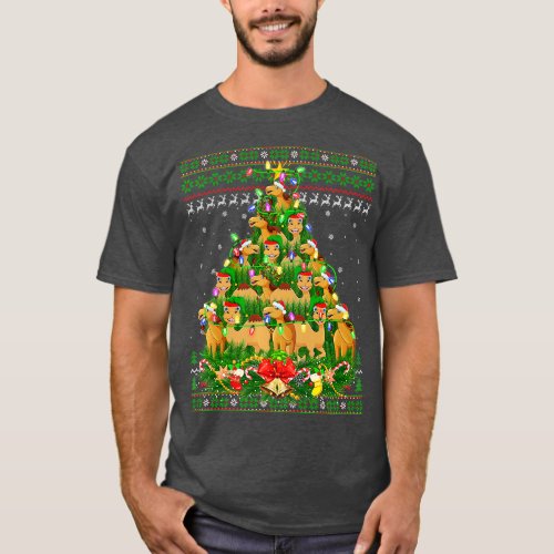 Camel Xmas Tree Lighting Ugly Camel Christmas Prem T_Shirt