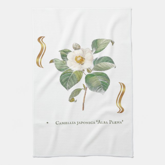 Camelia blanc kitchen towel (Vertical)