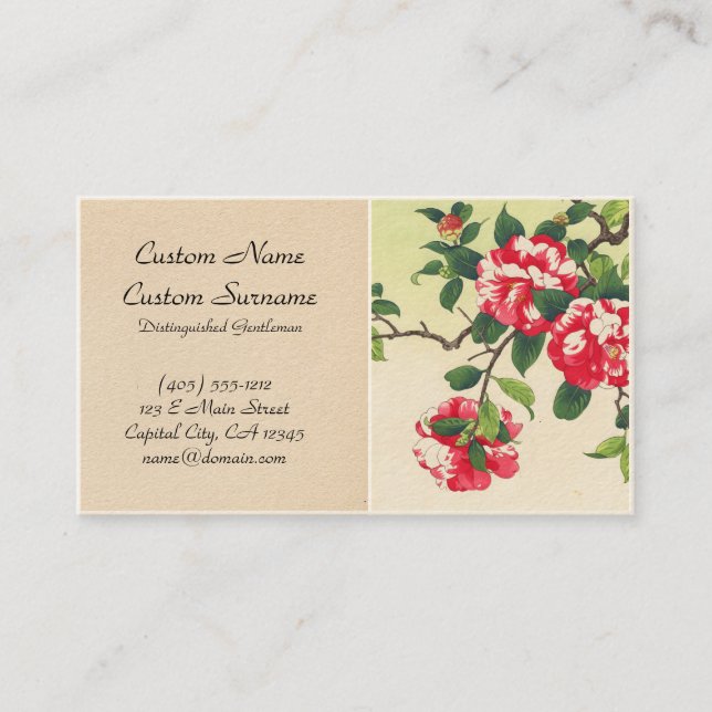 Camelia Nishimura Hodo ukiyo-e  flowers art Business Card (Front)