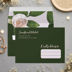 Camellia and Greenery Simple Elegant Wedding Envelope