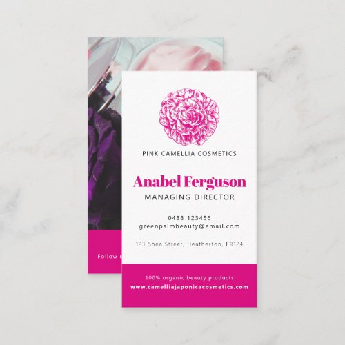 Camellia beauty health company photo custom business card
