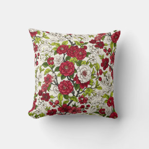 Camellia Floral Print Throw Pillow