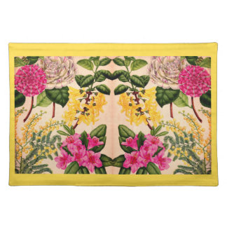 camellia, forsythia, rhododendron and acacia cloth placemat