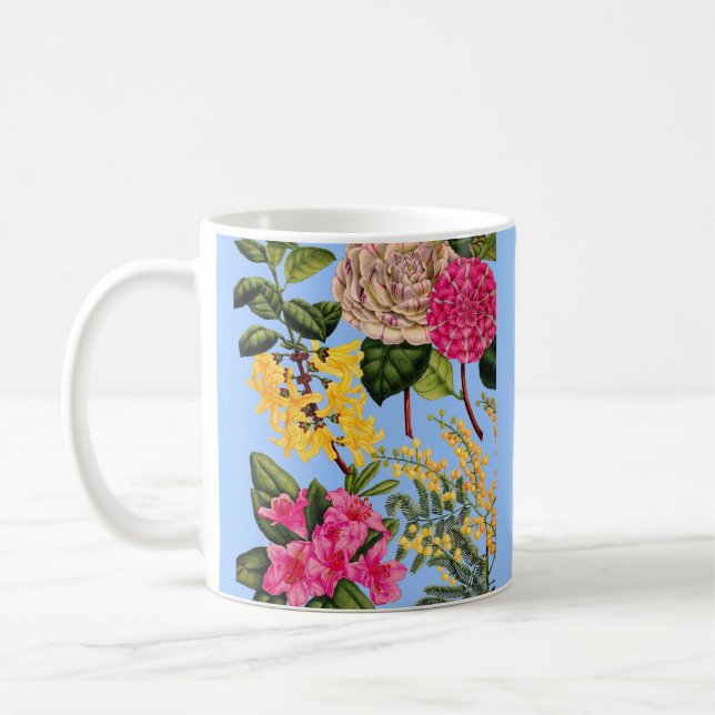 camellia, forsythia, rhododendron and acacia coffee mug (Left)