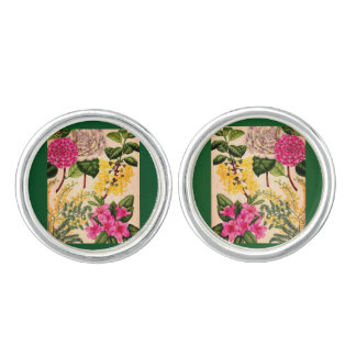 camellia, forsythia, rhododendron and acacia cufflinks