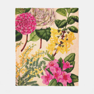 camellia, forsythia, rhododendron and acacia fleece blanket