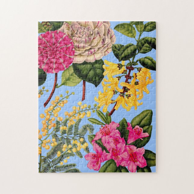 camellia, forsythia, rhododendron and acacia jigsaw puzzle (Vertical)
