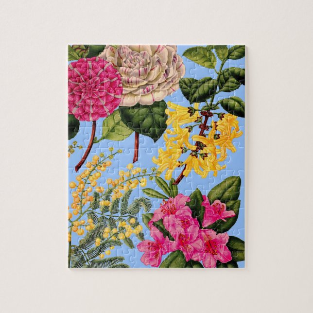 camellia, forsythia, rhododendron and acacia jigsaw puzzle (Vertical)