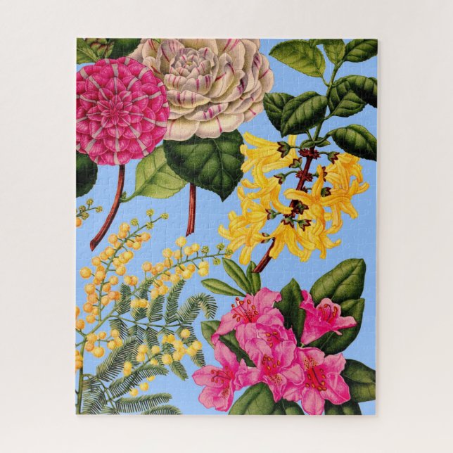 camellia, forsythia, rhododendron and acacia jigsaw puzzle (Vertical)