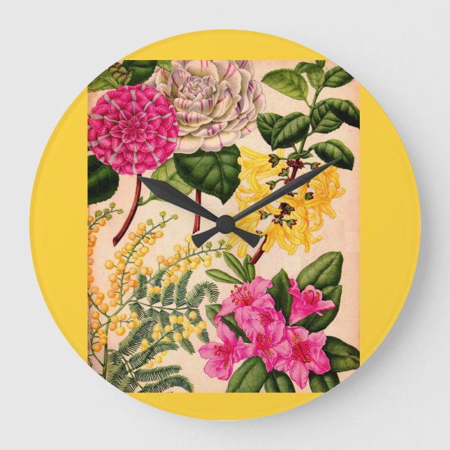 camellia, forsythia, rhododendron and acacia large clock (Front)