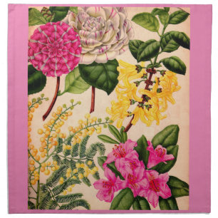 camellia, forsythia, rhododendron and acacia napkin