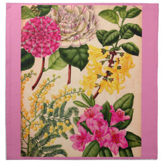 camellia, forsythia, rhododendron and acacia napkin