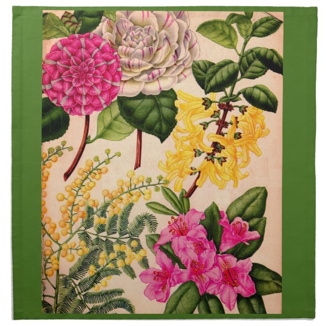 camellia, forsythia, rhododendron and acacia napkin (Front)