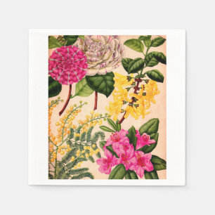 camellia, forsythia, rhododendron and acacia paper napkins