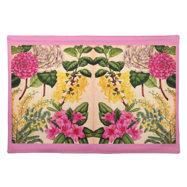 camellia, forsythia, rhododendron and acacia placemat (Front)