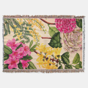 camellia, forsythia, rhododendron and acacia throw blanket