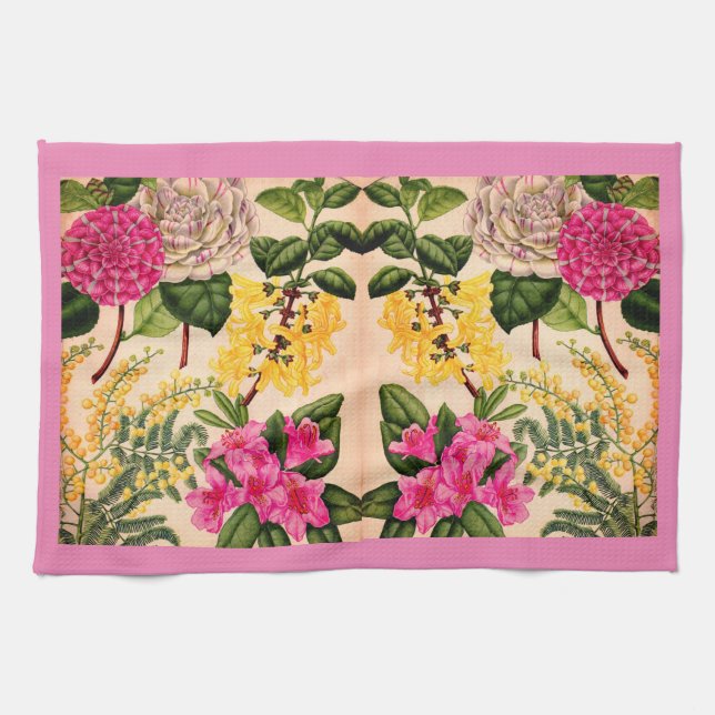 camellia, forsythia, rhododendron and acacia towel (Horizontal)