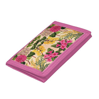 camellia, forsythia, rhododendron and acacia trifold wallet