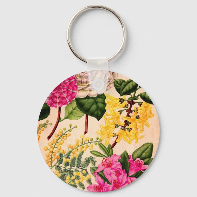 camellia, forsythis, rhododendron and acacia keychain (Front)