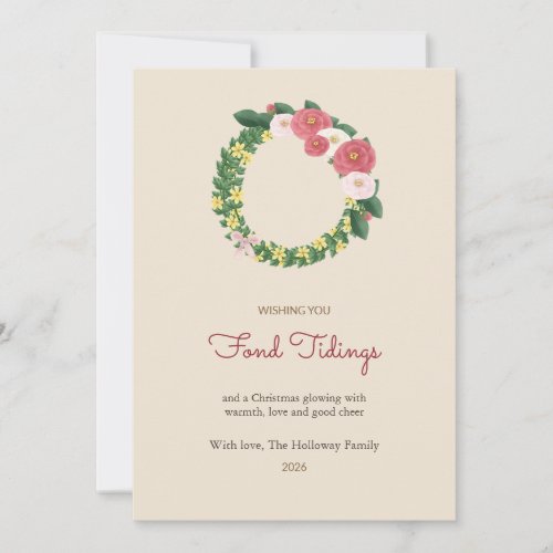 Camellia Jasmine Wreath Family Christmas Card