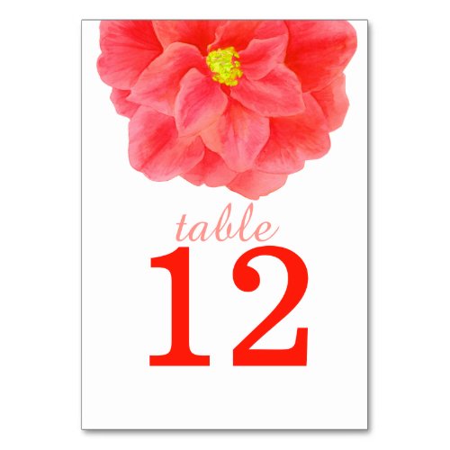 Camellia red art wedding table numbers