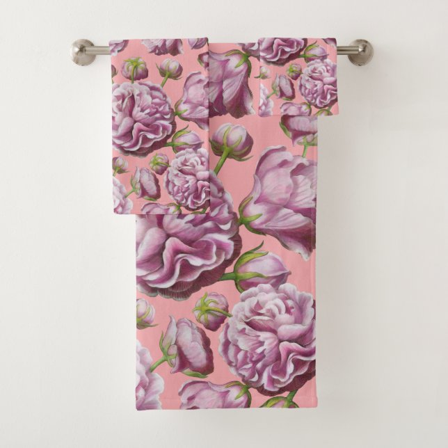 Camellia Rose Garden Flowers  Bath Towel Set (Insitu)