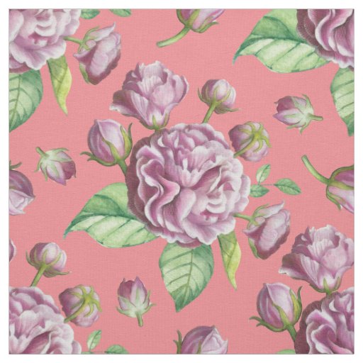 Camellia Rose Garden Flowers Fabric