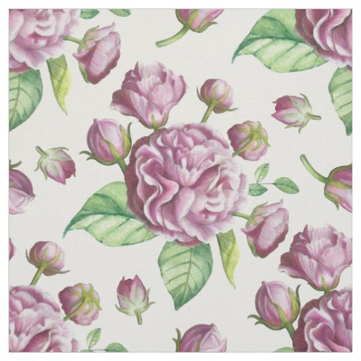Camellia Rose Garden Flowers Fabric