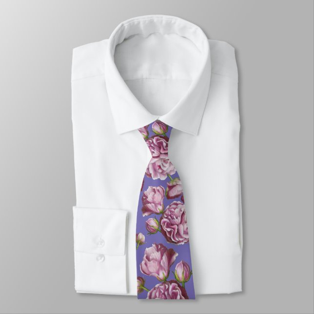 Camellia Rose Garden Flowers Neck Tie (Tied)