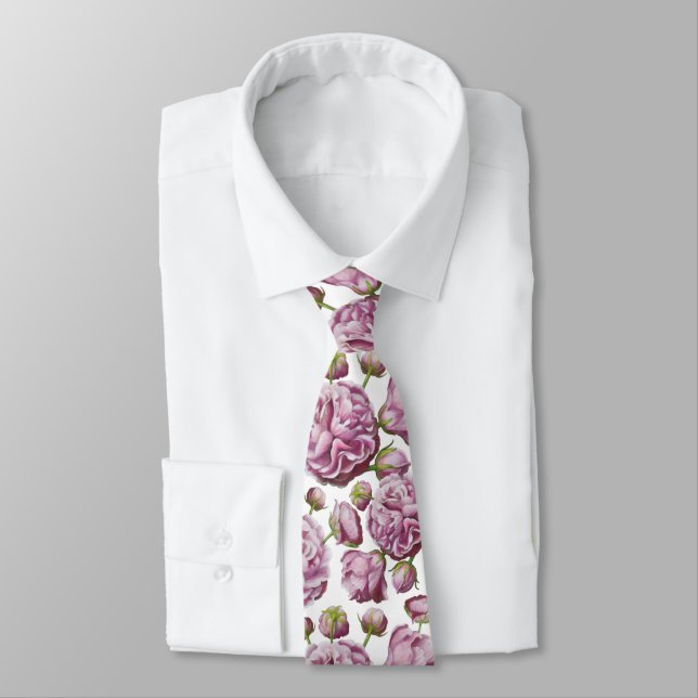 Camellia Rose Garden Flowers  Neck Tie (Tied)