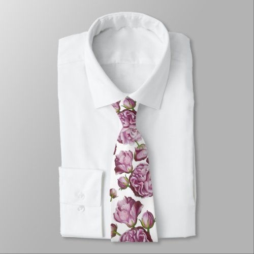 Camellia Rose Garden Flowers Neck Tie