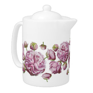 Camellia Rose Garden Flowers Teapot
