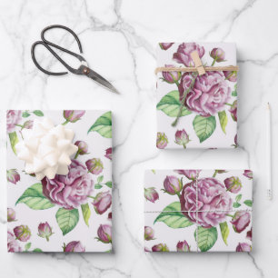 Camellia Rose Garden Flowers Wrapping Paper Sheets