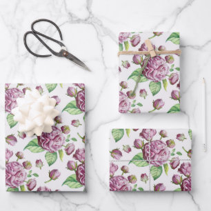 Camellia Rose Garden Flowers Wrapping Paper Sheets