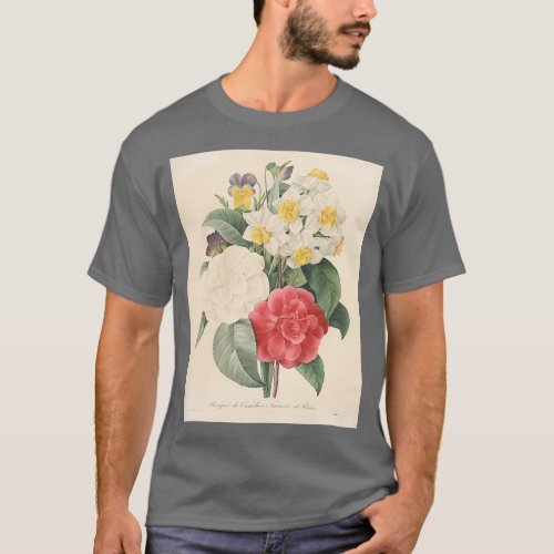 Camellias and Pansies Flower vintage botanical ske T_Shirt